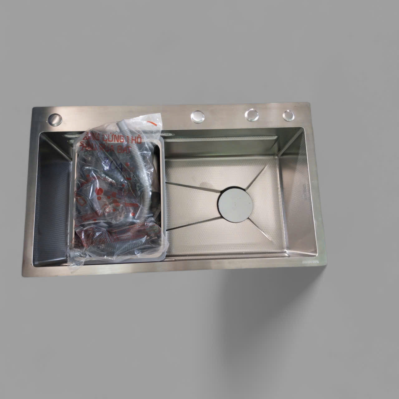 CHẬU RỬA BÁT 1 HỐ RỘNG INOX 304 SƠN TĨNH ĐIỆN